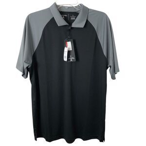 Antigua NWT Men's Nova Golf Polo Short Sleeve Shirt Black and Steel Size Large